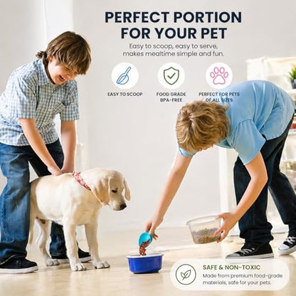 Rypet Dog Food Scoop Set of 4 - Plastic Measuring Cups for Dog, Cat and Bird Food (Random Color) - color: Set of 4