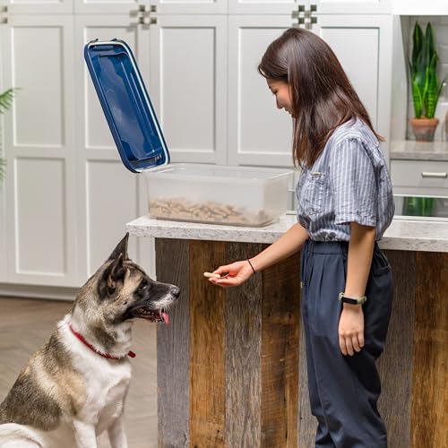 IRIS USA Airtight Dog Food Storage Container, Up to 14 lbs, Dog Cat Bird and Other Pet Food Treats Storage Bin, Dog Cat Wet Food Cans, Keep Fresh, BPA Free, Stackable, Navy - size: 14 lbs