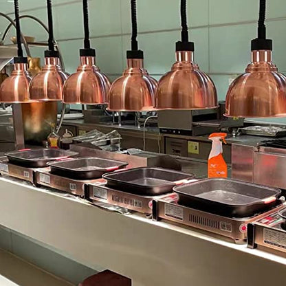 Commercial Food Heat Lamp French Fry Warmer Light for Food Service Hanging(Dia25cm(Copper))