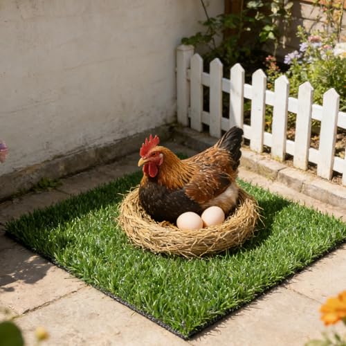 Levemolo 6pcs Chicken Coop Nesting Pads - Washable Grass Carpet Nest Mat for Laying Hens - Artificial Turf Bedding for Poultry House and Chicken Box Liners 11.8x11.8 Inch - color: Green