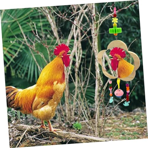 GANAZONO Wooden Hanging Mirror for Chickens Fun Bell Decor for Pet Hens and Roosters Design to Boredom and Increase Activity Levels for Chicken