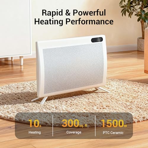1500W Smart Electric Machine with Thermostat, Remote Control, Timer, Safety Lock, Ideal for Home Workshop Garage