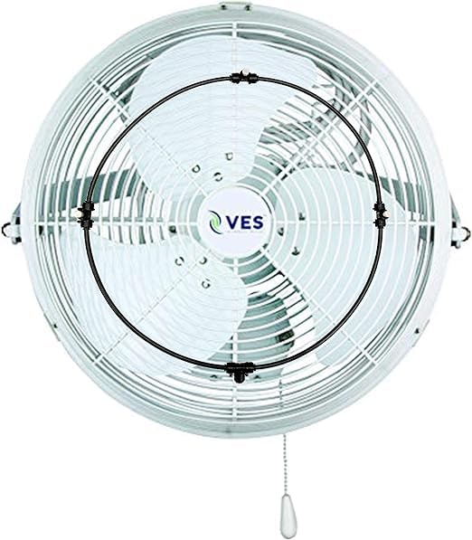 VES Moisture Resistant Outdoor Wall/Ceiling Mount Shop Fan/Industrial Basket Fan for Cooling and Ventilation (18 inch, White) - style: White