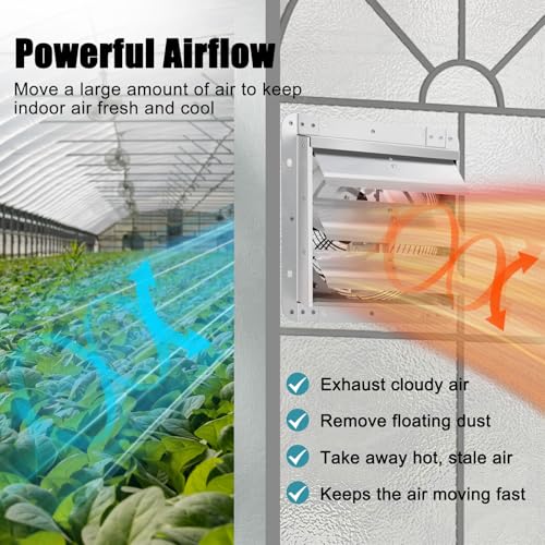 10 Inch Upgraded Shutter Exhaust Fan with Speed Controller & Thermostat, 820 CFM Wall Mounted Exhaust Fan, Ventilation Attic Fans for Greenhouse, Garage, Warehouse, Shed, Basement, Chicken Coop - size: 10 Inch Shutter Exhaust Fan