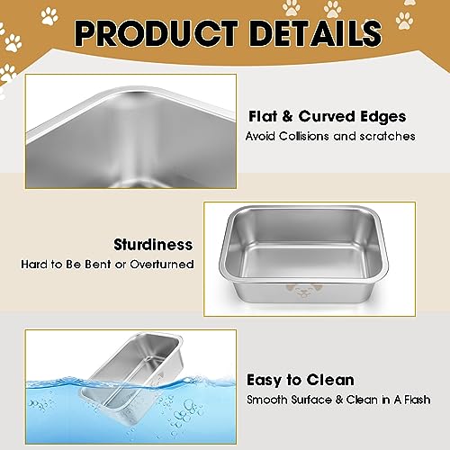Sweetude 4 Pcs Stainless Steel Dog Bowls Bulk High Capacity Metal Dogs Food and Water Bowls for Large Dogs Pets(Silver,1.25 Gallon) - color: silver, size: 1.25 Gallon
