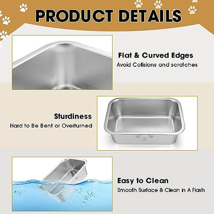 Sweetude 4 Pcs Stainless Steel Dog Bowls Bulk High Capacity Metal Dogs Food and Water Bowls for Large Dogs Pets(Silver,1.25 Gallon) - color: silver, size: 1.25 Gallon
