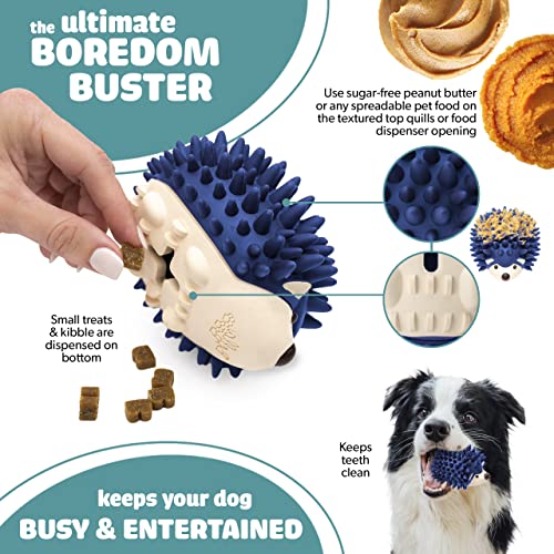 Bella Boo Pets Interactive Dog Toy for Strong Chewers - Freddy The Hedgehog Blue All-in-One Treat Ball + Food Dispensing Slow Feeder Dog IQ Puzzle + Dog Crate Toy for Medium and Large Breed Dogs - color: Blue
