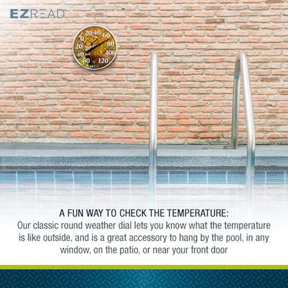 EZREAD Hanging Dial Thermometer 840-1225 Weather Thermometers for Indoor and Outdoor Use, Large 12.5 Inch Diameter, Easy to Read Numbers, Winter Cardinal - color: Winter Cardinal