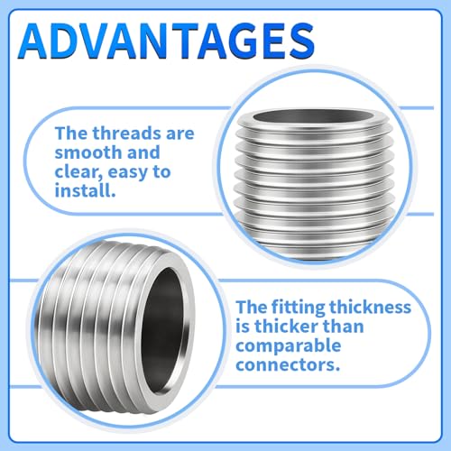 ChillWaves 304 Stainless Steel Pipe Fitting, Nipple Cast Pipe 1" NPT Male x 1" NPT Female Thread 8" Length(200MM)(1-PACK) - size: 1" MNPT x 1" FNPT, style: 8" Length(200MM)