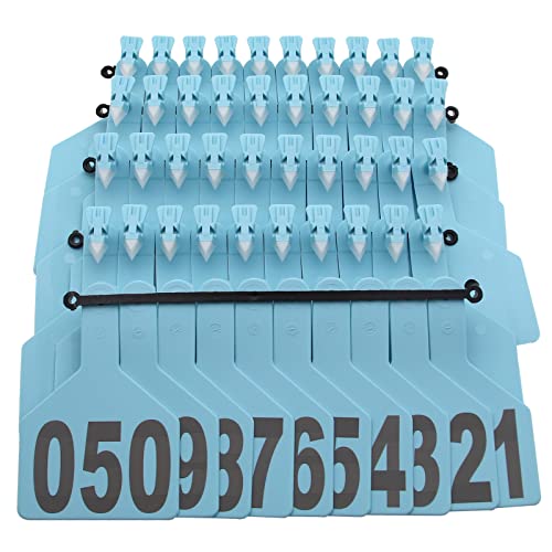 50 pcs Z Tags One Piece Cattle Ear Tags, Large TPU Livestock Ear Tag with Numbers 001-050,1-Piece Pre-Numbered Farm Animal Identification Ear Tag for Cattle, Cow, Goat Sheep,Calf(001-050) (Blue) - style: BLUE