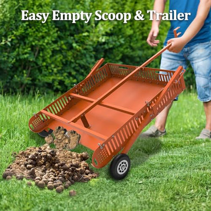 2 in 1 Horse Paddock Cleaner & Trailer, Tow-Behind Trailer Horse Manure Scoop, 2 in 1 Field Cleaner & Scooper for Paddock, Horse Pasture