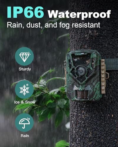 KJK 2 Pack Trail Cameras 36MP 2.7K, 8AA Batteries, Game Camera with Night Vision Motion ActivatedWaterproof lP66 0.1s Trigger Time w/ 130°Wide-Angle TrailCam for Wildlife Monitoring - color: Dark green