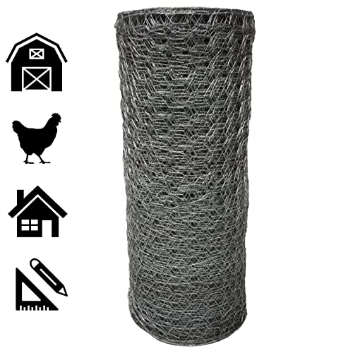 Acorn Chicken Wire 1" X 36" X 50', Perfect for Garden Fencing, Animal Barrier, Plant Supports and DIY Projects, Galvanized Steel - size: 3' Wide X 50' Long, style: 1" Hexagon Pattern