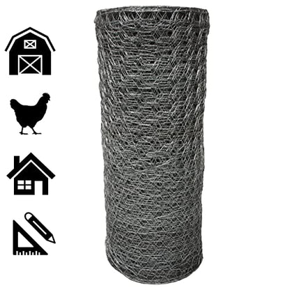 Acorn Chicken Wire 1" X 36" X 50', Perfect for Garden Fencing, Animal Barrier, Plant Supports and DIY Projects, Galvanized Steel - size: 3' Wide X 50' Long, style: 1" Hexagon Pattern