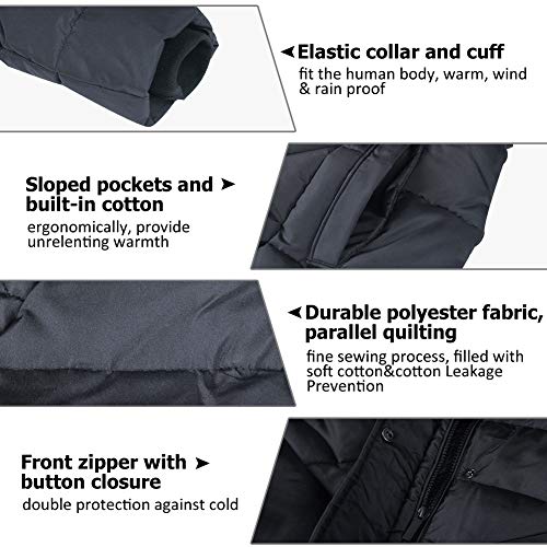 BINACL Women's Winter Warm Thicken Long Outwear Pockets Coat Parka Jacket XS-3XL - color: Black, size: X-Large