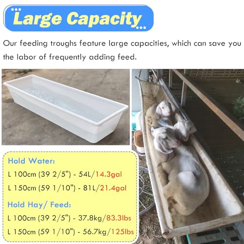 Efficient Plastic Livestock Feeder Trough for Stables & Pens - Durable Design, Easy to Clean, Ideal for Cattle, Horses, and Goats - Maximize Feeding Efficiency - size: L 150cm (4.9ft)