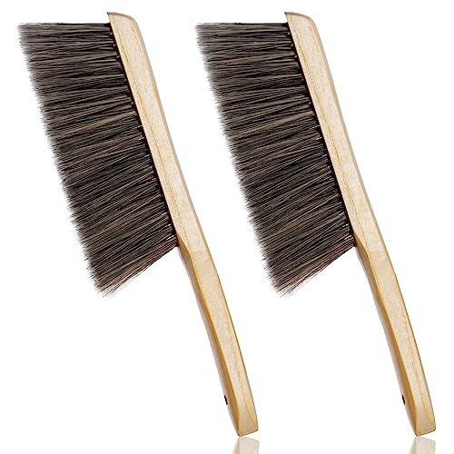 Rbenxia 2 Pieces Wooden Handle Bench Brushes Horse Hair Brushes Soft Bristles Dust Brush Household Cleaning Brushes for Fireplace, Sofa, Furniture, Workshop Woodworking (Gray) - color: Gray