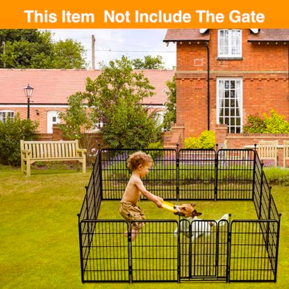 Getlay Doorless Dog Digging Fence Barrier,48in(H) 12 Panels Total 26.6 Ft(L), Black Metal Fencing for Yard 4ft Tall, Dog Fence Outdoor for Yard, Fencing for Garden Beds, Garden Fences Border - size: 48''(H)-12panels-26.6ft(L) no gate