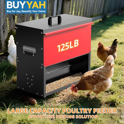 100lb Capacity Chicken Feeder, Metal Poultry Feeder, No Waste Waterproof Chicken Feeder, Suitable for Geese, Ducks, Turkeys, Quails - size: 100LB