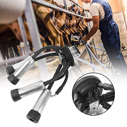 Milking Cluster, 240CC Cow Milking Claw Set, Stainless Steel Rubber Machine Replacement with Hook for Vacuum Pump Systems