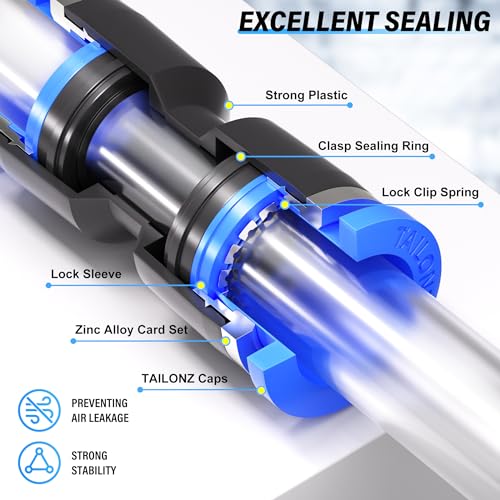 TAILONZ PNEUMATIC 3/8 Inch od Push to Connect Fittings Pneumatic Fittings Kit 2 Spliters+2 Elbows+2 tee+2 Straight (8 pcs) - color: Blue, size: 3/8"OD/8PCS