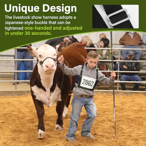 Black Exhibitor Number Harness Adjustable Show Number Holder for 4-H/FFA, Sheepdog Trials, Breed Shows