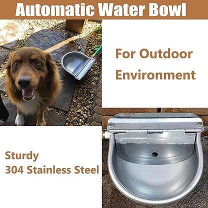 Stainless Steel Livestock Water Bowl with Float Valve Tank,Automatic Farm Water Bowl for Horse, Cow, Goat, Sheep, Dog Drinking Waterer - size: No Pipe