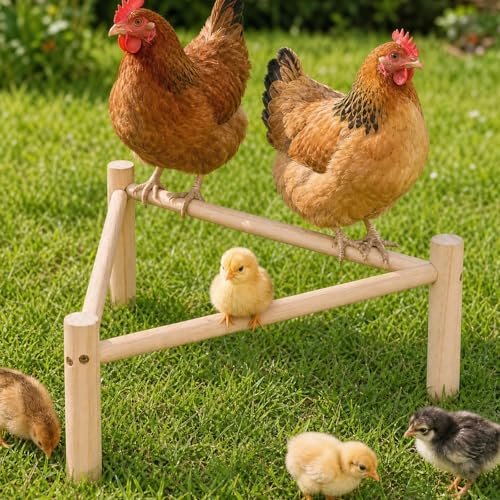 Chicken Perch for Coop & Brooder, Chicken Roosting Bars, Chicken Toys & Pine Wooden Coop Accessories, Triangular Chick Perch for Parrots Birds, Natural Poultry Stand Chicken Nesting Support (1 PCS) - size: 1 Pcs