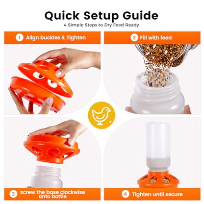 Chick Feeder and Waterer Set 1L for Baby Chicks, Ducks, Quail | Quail Feeder Waterer Kit, Backyard Chicken Coop Brooder Supplies