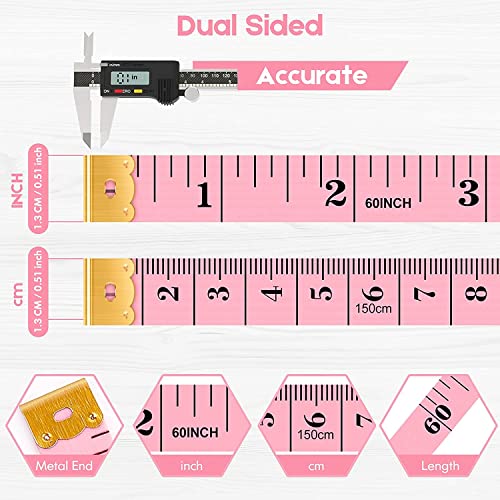 Tape Measure, iBayam Soft Ruler Measuring Tape for Body Weight Loss Fabric Sewing Tailor Cloth Vinyl Measurement Craft Supplies, 60-Inch Double Scale Ruler, 2-Pack, Pastel Pink, Purple - color: Pastel Pink, Purple