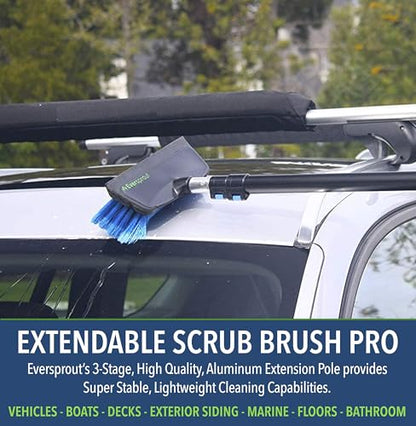 EVERSPROUT 1.5-to-3 Foot Scrub Brush | Built-in Rubber Bumper | Lightweight Extension Pole Handle | Soft Bristles wash Car, RV, Boat, Solar Panel, Deck | Shower Brush for Cleaning | Floor Brush - size: 3 feet