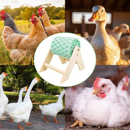 Chicken Coop Accessories, Beak Grinding Calcium Stone with Wooden Stand, Chicken Enrichment Toys, Toys for Hens, Ducks, Geese, Turkeys, Poultry, Green - color: Green