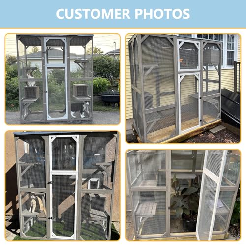 Ketive Catio Outdoor Cat Enclosure Large Window Cat House Walk in Kitty Cage with Multi-Level Platforms, Waterproof Roof for Mulitiple Cats (59" L x 29.5" W x 67.7" H) - size: 59.0"L x 29.5"W x 67.7"H