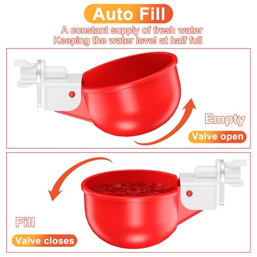 ZenxyHoC Chicken Waterer Cups, 8 Pack Automatic DIY Chicken Water Cup with 3/8'' Hole Saw