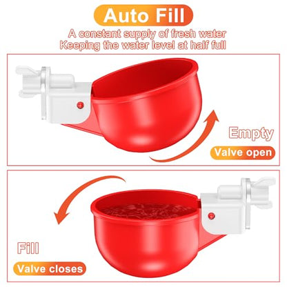 ZenxyHoC Chicken Waterer Cups, 8 Pack Automatic DIY Chicken Water Cup with 3/8'' Hole Saw