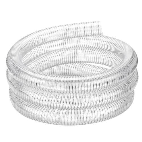 Suction Hose 2"ID x 5ft Reinforced Tubing PVC Clear Wire Vinyl Tubing,Heavy Duty Spiral Steel Flexible Hose,Dust Collection Boat Marine Pump, Drain - size: 2"ID, style: 5 feet