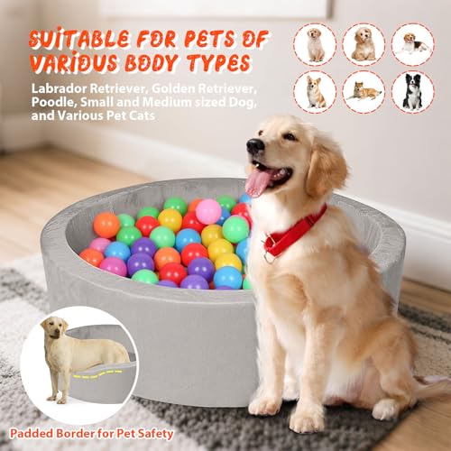 Dog Beds, 27 Inch Round Foam Pet Beds，Suitable for Small Dog & Cat to Sleep in and Play in The Ball Pit，Gray - Ideal for Puppies and Kittens（Balls NOT Included）... - color: Grey