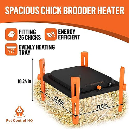 Pet & Livestock HQ Chicken Brooder Heater for Chicks - Chick Brooder Heat Plate - 12” x 12” Indoor Brooder Heating Kit with Adjustable Height and Temperature Display