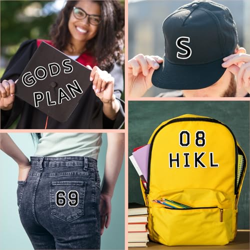 ASTARON 72 Pcs Iron on Letters and Numbers Patches, 1.5 Inch Letters A-Z Numbers 0-9 Embroidered Applique Patches Alphabet Cloth Patch for Clothes, Bags, Socks, Jeans, Hat, DIY Accessories(Black) - color: Black