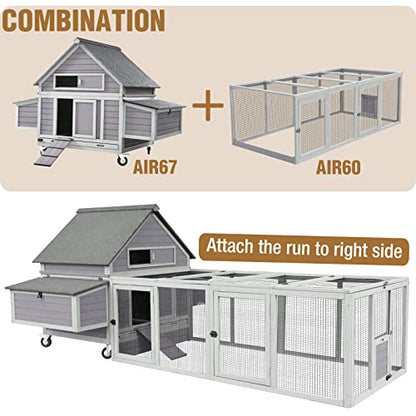 GUTINNEEN Chicken Coop Extension Chicken Run 20.73 ft²Large Expend Hen House Universal Chicken Run Perfect for 4-6 Chickens,Ducks