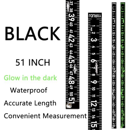 51 Inch Fishing Ruler for Boat Waterproof Fishing Measuring Tape Black Self Adhesive Reflective Boat Ruler Sticker Glow Tape in The Dark - color: Black