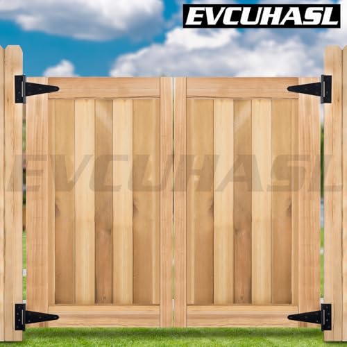 10 Inch T-Strap Gate Hinges, Shed Barn Door Hinges Heavy Duty, Black Tee Hinges for Wooden Fences, Yard Gate, Wrought Hardware Iron Rustproof (4 Pack/Set) - size: 10 Inch
