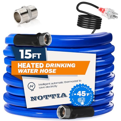 15FT Heated Water Hose for RV, Freeze Protection to -45°F, Lead-Free & BPA-Free, Safe for Campers, Gardening, Livestock, Home Use - size: 15FT