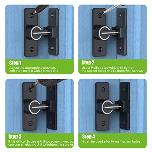 Barn Door Lock Hardware, Heavy Duty 90 Degree Flip Latch Privacy Lock, Zinc Alloy Sliding Barn Door Latch for Bathroom, Bedroom, Closet, Garage, Shed and Gate (Luminous-2PCS) - color: Luminous-2PCS