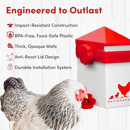 RentACoop 64oz (2 Liter) Chicken Drinker with 2 Versatile Nipples - Ideal for Baby Chicks, Quail, Small Birds, and Ducklings - Easy-to-Use Chicken Waterer Solution - Ideal for Coops and Cages