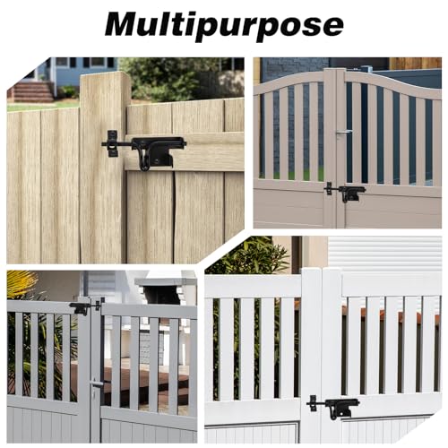 3-Pack Heavy Duty Slide Bolt Gate Latches with Padlock Hole – Rustproof Iron Sliding Locks for Wooden Fence, Shed Door, Barn & Outdoor Gates (Black, 6.4” x 2.3”)