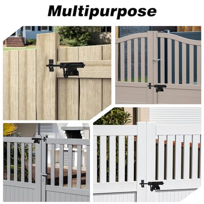 3-Pack Heavy Duty Slide Bolt Gate Latches with Padlock Hole – Rustproof Iron Sliding Locks for Wooden Fence, Shed Door, Barn & Outdoor Gates (Black, 6.4” x 2.3”)