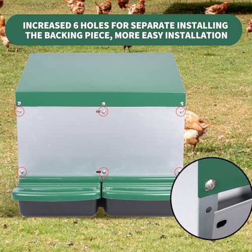 Chicken Nesting Box, 2 Holes Nesting Boxes, Heavy Duty Metal Laying Boxes, Roll Away Nesting Box Egg Collection Tray, with Roosting Pole for Chicken Coop(Green) - size: 22.0"L x 25.5"W x 18.5"H