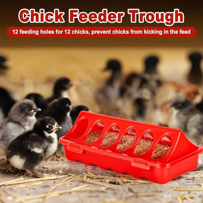 POMINEL Chick Brooder Box Starter Kit, Plastic Baby Chicken Feeder and Waterer Set with Chick Perch - color: WHITE