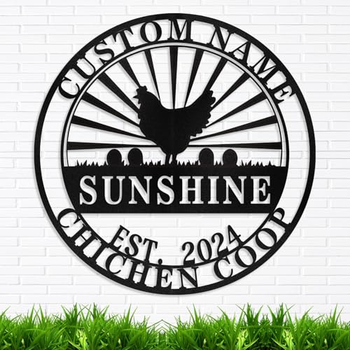 Custom Fluffy Butt Hut Decor - Metal Chicken Coop Signs, Farm Signs for Home, Garden Decor - color: Design 05